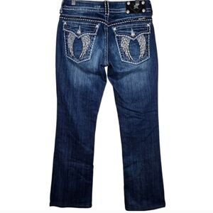 Miss Me Women's Boot Cut Jeans - Dark Blue with Silver Accents sz 30